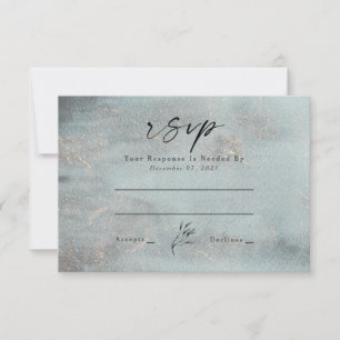 Oceanic Teal Watercolor Calligraphy Wedding  RSVP  Card