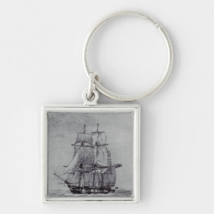 Oceanic Trek Graphic Ships Fine Art Key Ring