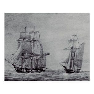 Oceanic Trek Graphic Ships Fine Art Poster