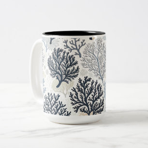 Oceanic Vibes Botanical Corals Two-Tone Coffee Mug