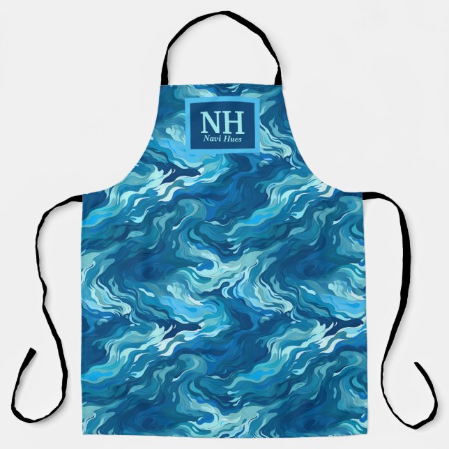 Oceanic Waves Customisable Chef Apron (Front)