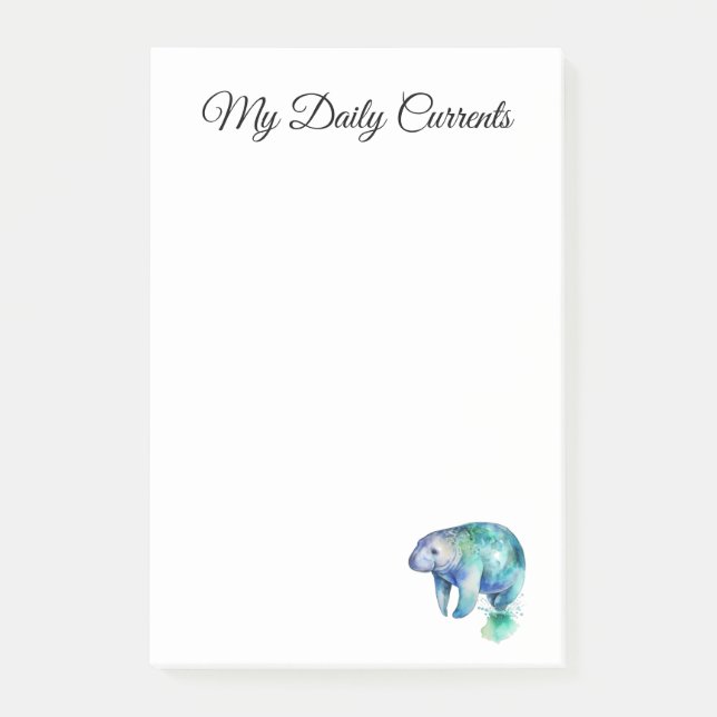 Oceanic Whisper Manatee, custom Post-it Notes (Front)
