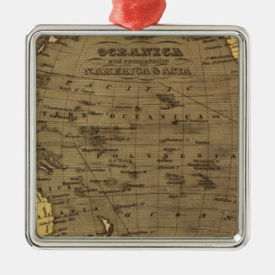 Oceanica Hand Coloured Atlas Map Metal Ornament