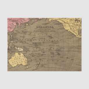 Oceanica Hand Coloured Atlas Map Tissue Paper