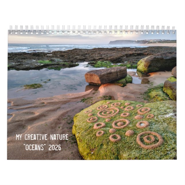 Oceans 2026 Landart Calendar pebbles beach art (Cover)