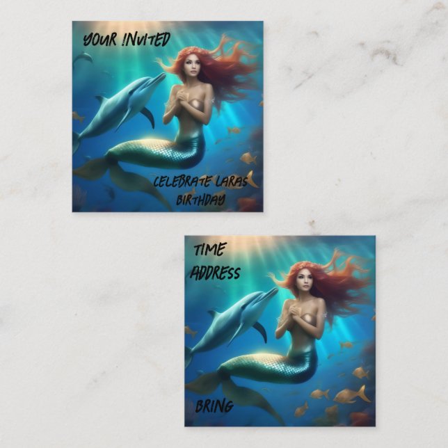 "Ocean's Dance: A Mermaid and Dolphins' Journey" Enclosure Card (Front/Back)