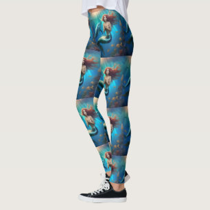 "Ocean's Dance: A Mermaid and Dolphins' Journey" Leggings