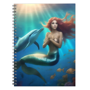 "Ocean's Dance: A Mermaid and Dolphins' Journey" Notebook