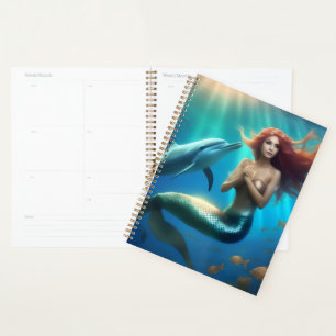 "Ocean's Dance: A Mermaid and Dolphins' Journey" Planner