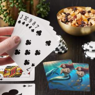 "Ocean's Dance: A Mermaid and Dolphins' Journey" Playing Cards