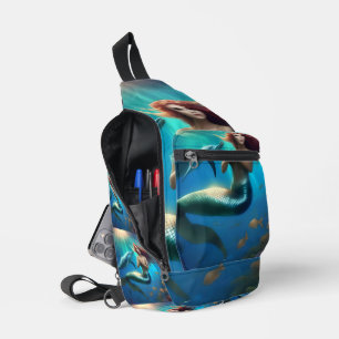 "Ocean's Dance: A Mermaid and Dolphins' Journey" Sling Bag