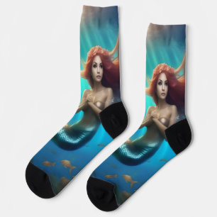 "Ocean's Dance: A Mermaid and Dolphins' Journey" Socks