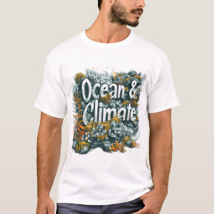 Oceans Day - Ocean and Climate Text with Coral  T-Shirt