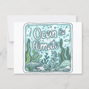 Oceans Day - Ocean & Climate Concept with Marine  Postcard