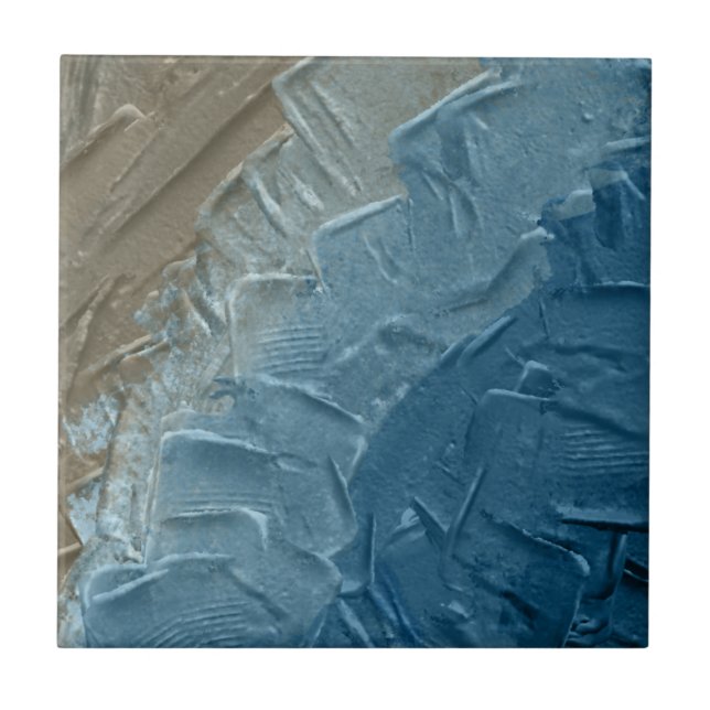 Ocean's Edge: A Digital Painting of Tranquillity Ceramic Tile (Front)
