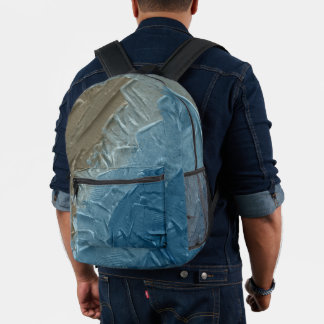 Ocean's Edge: A Digital Painting of Tranquillity Printed Backpack