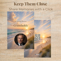 Ocean's Embrace Memorial Photo Card with QR Code