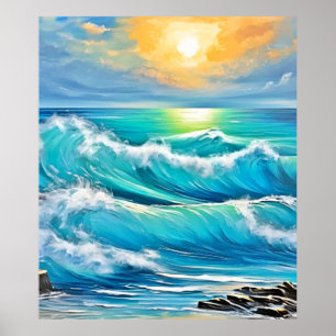 Ocean's Embrace: Wave Art Poster