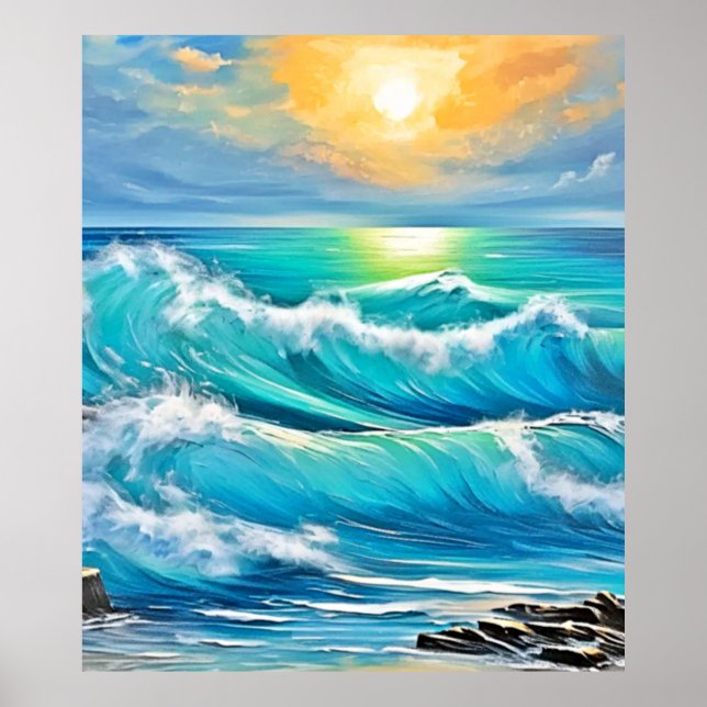 Ocean's Embrace: Wave Art Poster (Front)