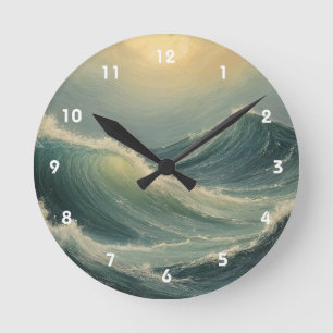 Ocean's Fury at Dawn Round Clock