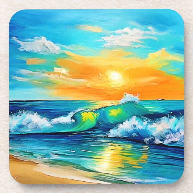 Ocean's Kiss: Sunset Waves Coaster (Front)
