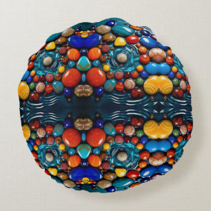 "Ocean's Magical Stones" Round Cushion