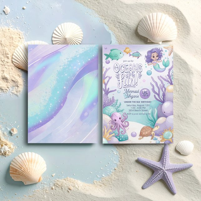Oceans of Fun Mermaid Birthday V1 ID1142 Holiday Card (Creator Uploaded)