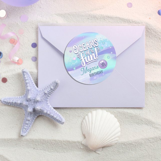 Oceans of Fun Personalised Birthday ID1142 Classic Round Sticker (Creator Uploaded)