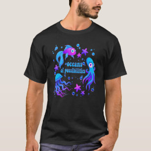 Oceans Of Possibilities Book Reading Octopus Jelly T-Shirt