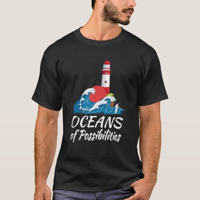 Oceans Of Possibilities Lighthouse Summer Reading  T-Shirt (Front)