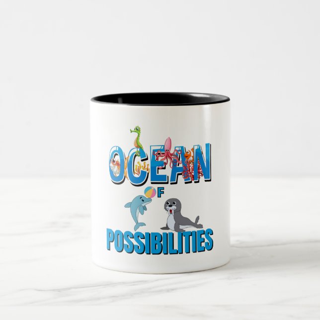 Oceans Of Possibilities Summer Reading   Two-Tone Coffee Mug (Center)