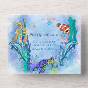 OceanSea Animals Boy Baby Shower  All In One Invit All In One Invitation