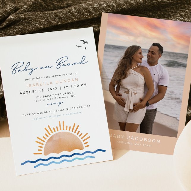 OCEANSIDE Beach Baby on Board Baby Shower Invitation (Creator Uploaded)