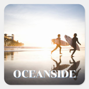 Oceanside Beach Square Sticker