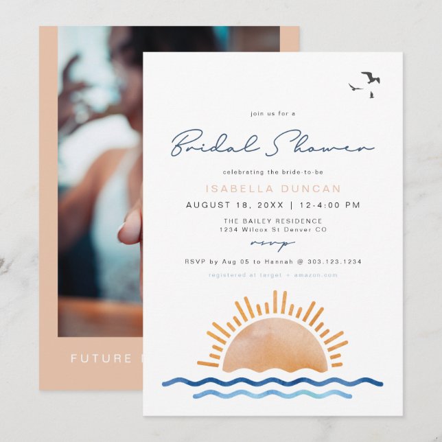 OCEANSIDE Beach Tropical Bridal Shower Invitation (Front/Back)