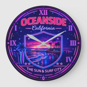 Oceanside California Beach Sunset Large Clock