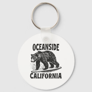 Oceanside California Ca Retro Surfer Beach Surf Vi Key Ring