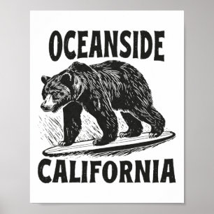 Oceanside California Ca Retro Surfer Beach Surf Vi Poster