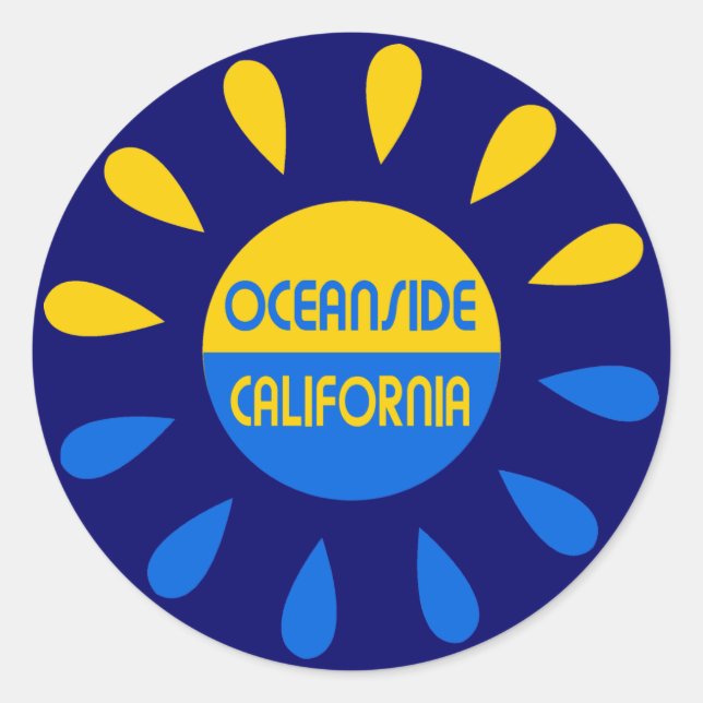 Oceanside California Classic Round Sticker (Front)