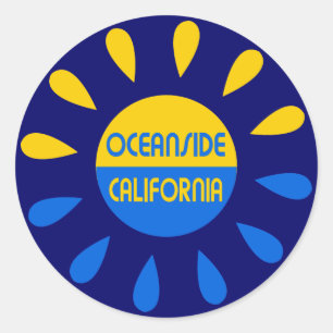 Oceanside California Classic Round Sticker