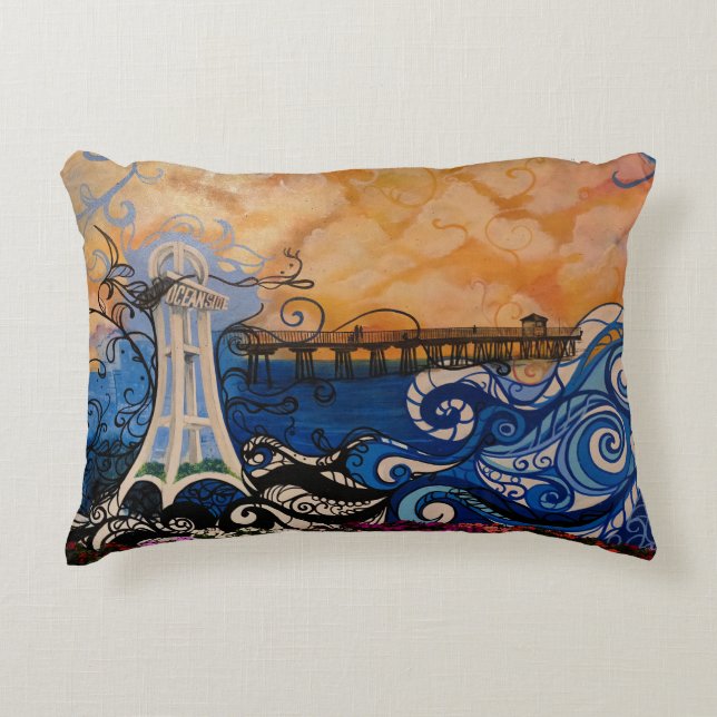 Oceanside Graffiti Decorative Cushion (Front)
