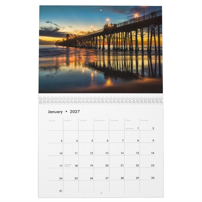 Oceanside Pier at sunset Calendar (Jan 2027)