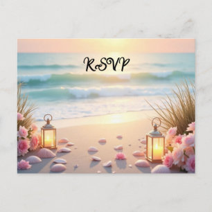 Oceanside Romance Beneath Coastal Light Invitation Postcard