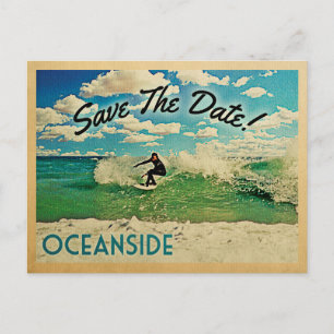 Oceanside Save The Date California Surfing Announcement Postcard