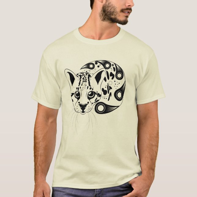 Ocelot Big Cat Ink Art T-Shirt (Front)