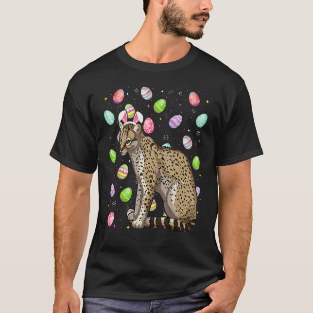 Ocelot Bunny Easter Egg   Funny Ocelot Easter Sund T-Shirt (Front)