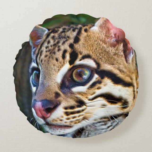 Ocelot - Wild Mini Jaguar Round Cushion (Front)