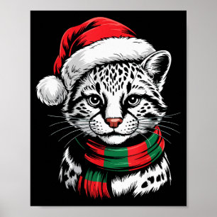Ocelot Xmas Santa Hat F Christmas Costume  Poster