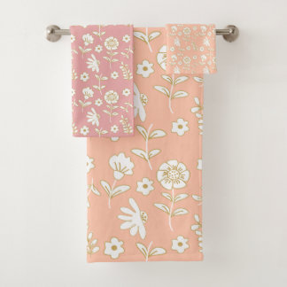 Ocher flowers towel set