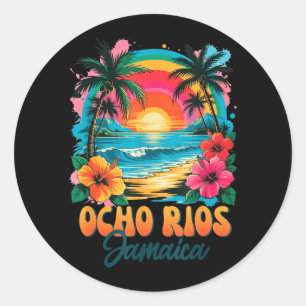 Ocho Rios Jamaica Beach Tropical Sunset Summer Classic Round Sticker